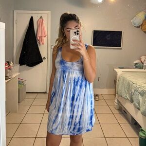 Blue and White Tie-Dye Dress